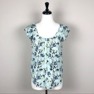 Banana Republic Floral Print Ruffle Sleeve Blouse